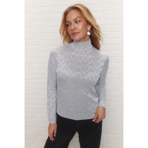 ⚜️💙Joelle Collection Classic Light Blue Silver Neck Long Sleeve Top Small NWT💙⚜️